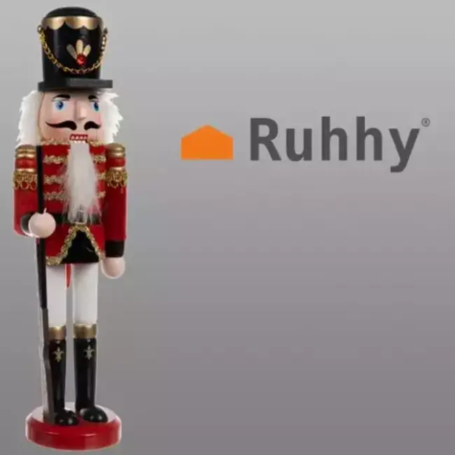 Ruhhy Decoratieve Houten Notenkraker 30 cm - Klassieke Kerstfiguur