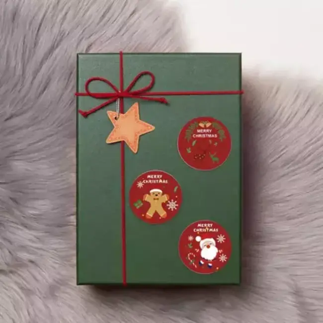 Ruhhy Kerststickers Rol - 500 Zelfklevende Stickers voor Feestelijke Versieringen