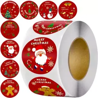 Ruhhy Kerststickers Rol - 500 Zelfklevende Stickers voor Feestelijke Versieringen