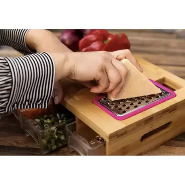 Ruhhy Bamboe Snijplank met 4 Bakjes en Raspen - Duurzaam en Multifunctioneel