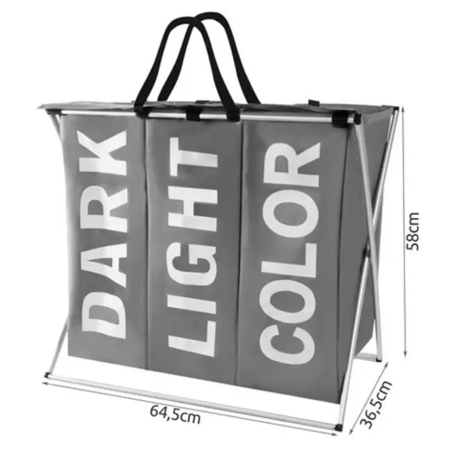 Ruhhy Wasmand - 3-Vaks Opvouwbaar met Handige Handvatten - 130L Capaciteit