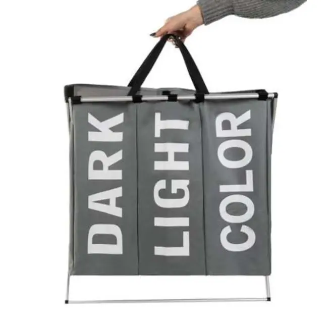 Ruhhy Wasmand - 3-Vaks Opvouwbaar met Handige Handvatten - 130L Capaciteit