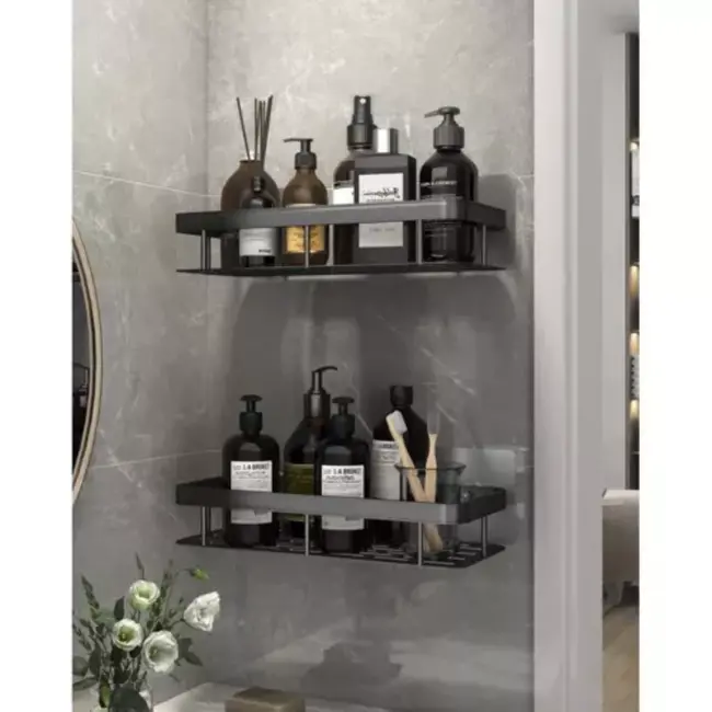 Ruhhy Aluminium Badkamerplank Set - Stijl en Functionaliteit in Twee