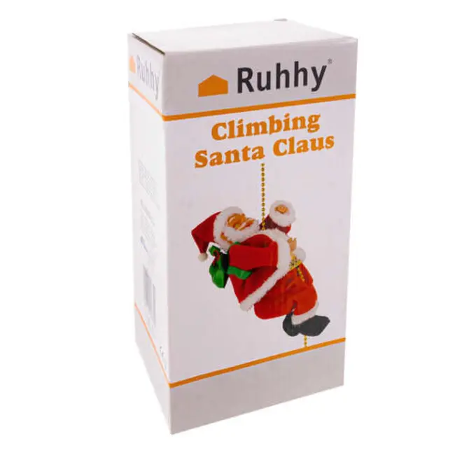 Ruhhy Klimmende Kerstman met Muziek - Batterij-aangedreven, Beweegt op en neer