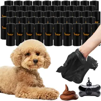 Purlov Zwart Poepzakjes Set - 1000 Stuks met Handig Etui - Perfect voor Hondenwandelingen Purlov Zwart Poepzakjes Set - 1000 Stuks met Handig Etui - Perfect voor Hondenwandelingen
