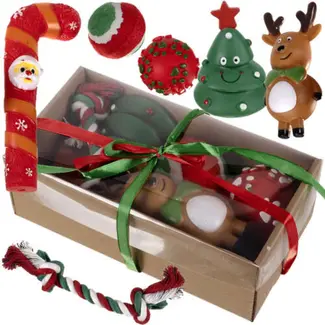 Purlov Kerstgeschenkset voor Honden - 6 Feestelijke Speeltjes - Veilig en Duurzaam Purlov Kerstgeschenkset voor Honden - 6 Feestelijke Speeltjes - Veilig en Duurzaam