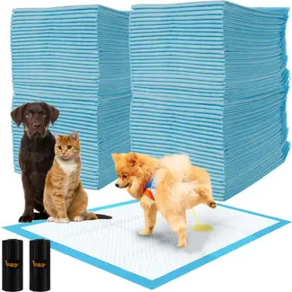 Purlov Hygiënische Onderleggers 60x90cm + Poepzakjes - 100 Stuks - Voor Training en Verzorging Purlov Hygiënische Onderleggers 60x90cm + Poepzakjes - 100 Stuks - Voor Training en Verzorging