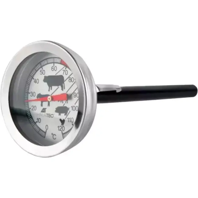 Malatec Professionele analoge vleesthermometer van roestvrij staal met duidelijke schaal voor koken, braden en roken