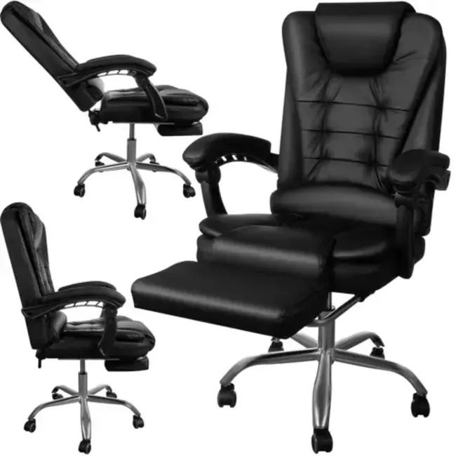 Malatec Bureaustoel met Voetensteun - Zwart - Ergonomisch en Comfortabel