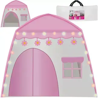 Kruzzel Kinder Speeltent met Lichtslinger - Veilig en Magisch - Roze-wit Ontwerp