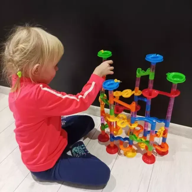 Kruzzel Kogelbaan - 105 Onderdelen met Glijbaan - Stimuleer Logisch Denken en Fysica