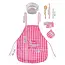 Kruzzel Kinderkookset - 7 Delige Chef Outfit - Roze-Wit Geruit - Stimuleer Culinaire Vaardigheden