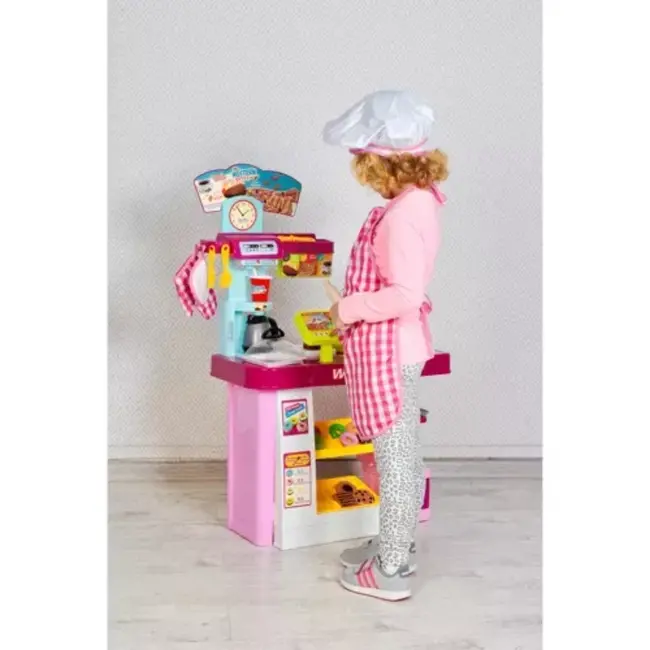 Kruzzel Kinderkookset - 7 Delige Chef Outfit - Roze-Wit Geruit - Stimuleer Culinaire Vaardigheden