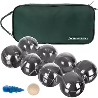 Kruzzel Boules Set - 8 Chromen Kogels met Draagtas - Perfect voor Outdoor Spelplezier