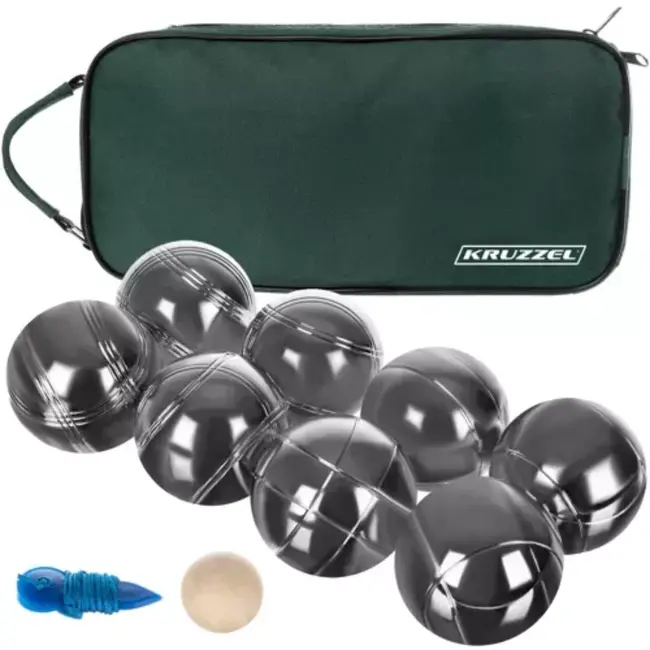 Kruzzel Boules Set - 8 Chromen Kogels met Draagtas - Perfect voor Outdoor Spelplezier
