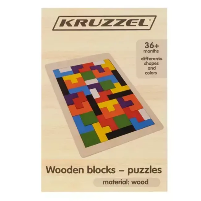 Kruzzel Houten Puzzel - Stimuleer Je Brein met 40 Kleurrijke Blokken