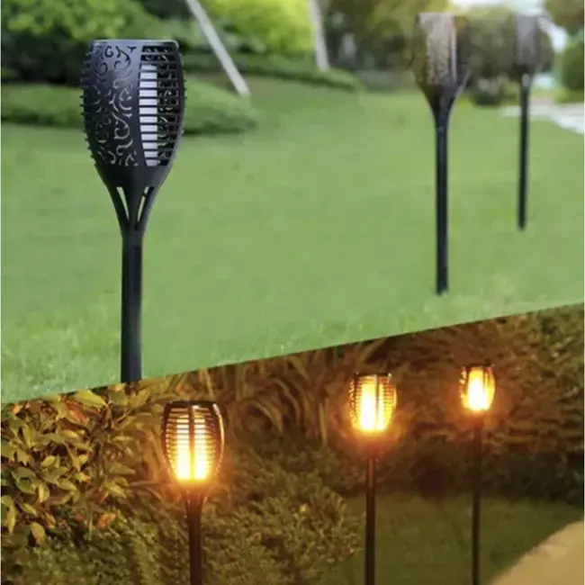 Gardlov Solar Tuinfakkels 4-Pack - LED Tuinlampen met Natuurlijke Vlam - Energiebesparend en Weerbestendig