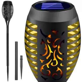 Gardlov Solar Tuinfakkel - LED Tuinlamp met Natuurlijke Vlam - Weerbestendig en Duurzaam