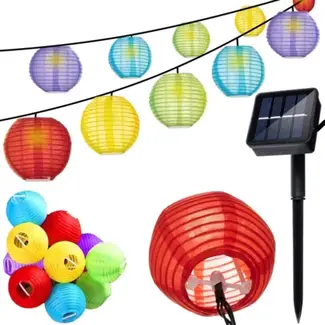 Gardlov Solar Garland 3,5m met Kleurrijke Lichtbollen - Duurzaam en Sfeervol - 10 Lichtbollen