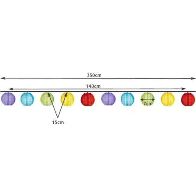 Gardlov  Solar Garland 3,5m met Kleurrijke Lichtbollen - Duurzaam en Sfeervol - 10 Lichtbollen