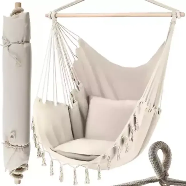 Gardlov Beige Braziliaanse Hangstoel met Kussens - Luxe Ontspanning in Uw Tuin
