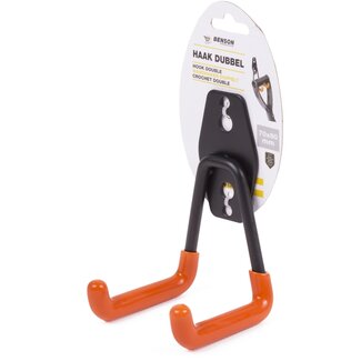 Benson Dubbele opberghaak - Gereedschapshaak - 70 x 60 mm - Zwart/Oranje - Eenvoudige installatie