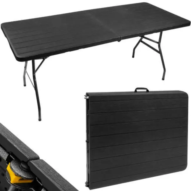 Gardlov Opvouwbare Tuintafel 180 cm - Zwart - HDPE Tafelblad - Gepoedercoat Staal