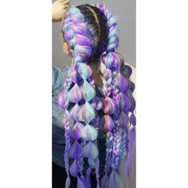 Soulima Synthetische Ombre Haarextensies - Violet/Blauw - 60 cm