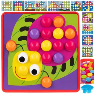 Kruzzel Educatieve Mozaïekpuzzel - Stimuleer Logisch Denken met Kleurrijke Knoppen
