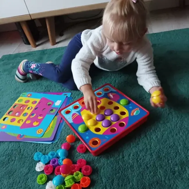 Kruzzel Educatieve Mozaïekpuzzel - Stimuleer Logisch Denken met Kleurrijke Knoppen