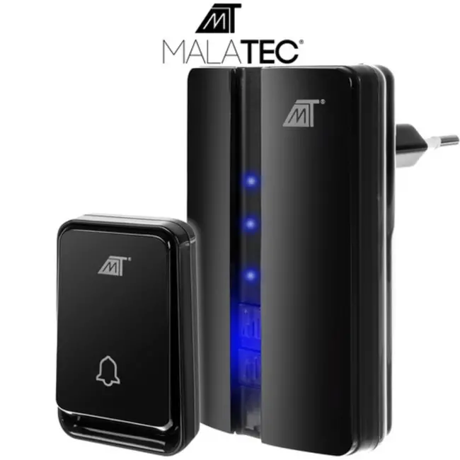 Malatec Draadloze Deurbel Zwart - Aanpasbaar en Weerbestendig