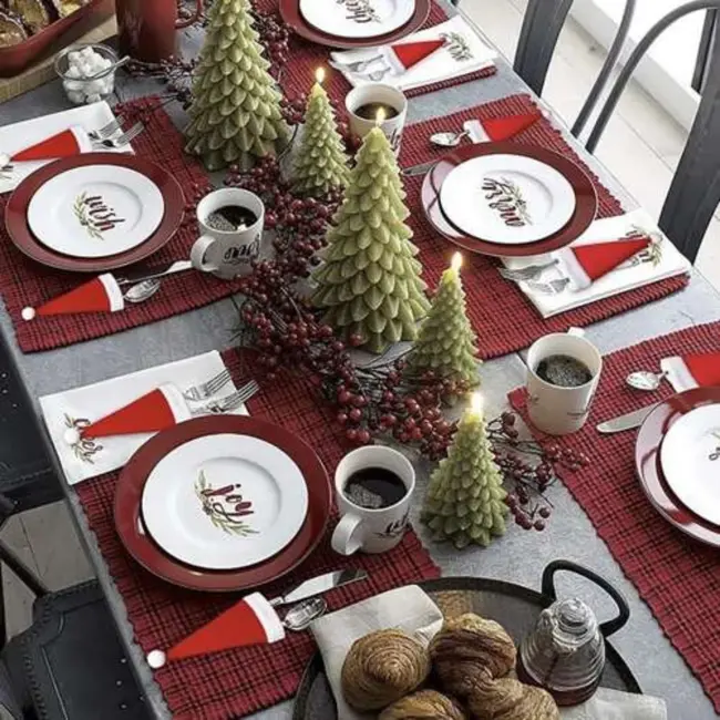 Ruhhy Kerstmuts Bestekzakjes - Set van 12 voor een Feestelijke Kersttafel
