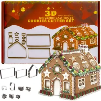Ruhhy 10-delige Koekjesuitsteekset - Maak je Eigen Gingerbread Huisje