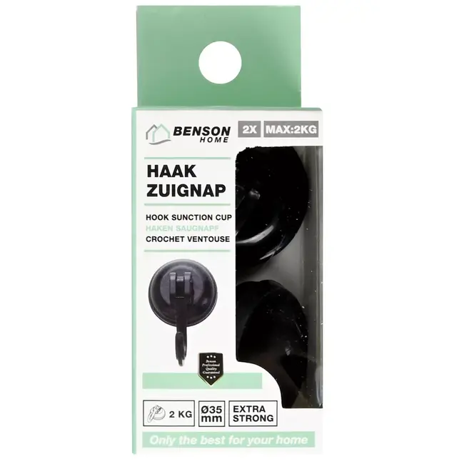 Benson Twee zuignaphaken - zwart - 35 mm - draagkracht tot 2 kg - set van 2