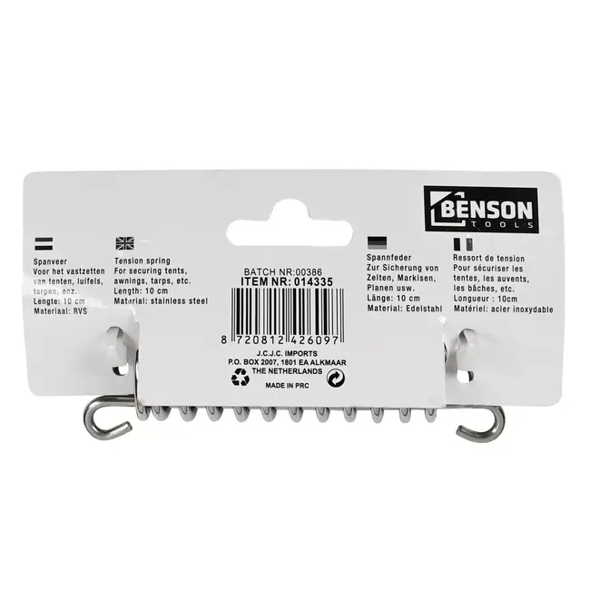 Benson RVS spanveer - 10 cm - Duurzaam en betrouwbaar - Ideaal voor buiten