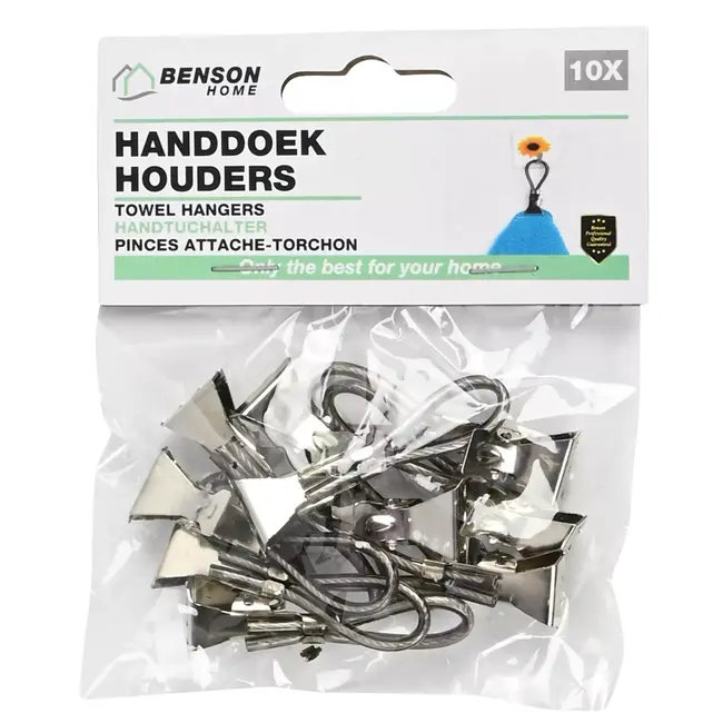 Benson Handdoekhouders - Multifunctionele textiel clips - Zwart - Set van 10 - Rubberen coating