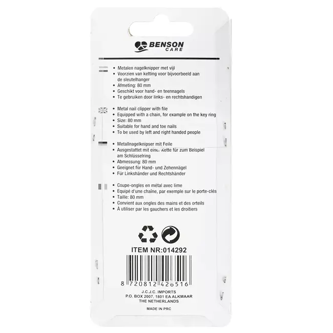 Benson Nagelknipper met vijl en sleutelhanger - Metaal - 80 mm