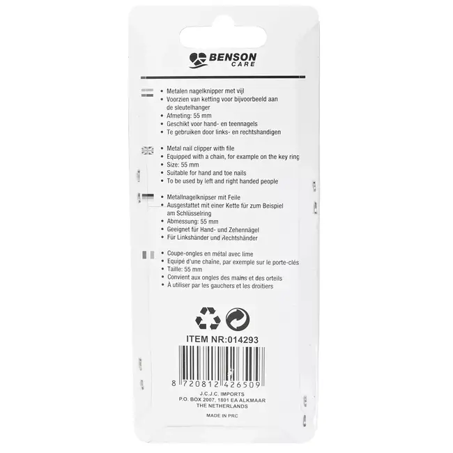 Benson Compacte nagelknipper met vijl en sleutelhanger - 55 mm - metaal