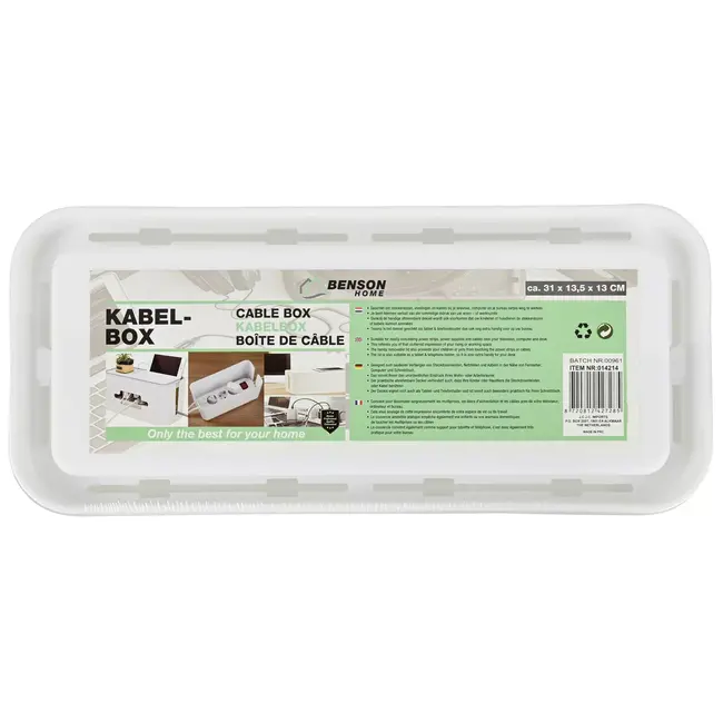 Benson Kabelmanagementbox - multifunctionele deksel - 31x13.5x13 cm - wit
