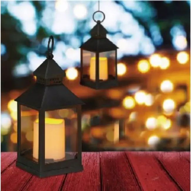 Benson Lantaarn met LED Kaars - Sfeervol en Veilig - Zwart en Koper