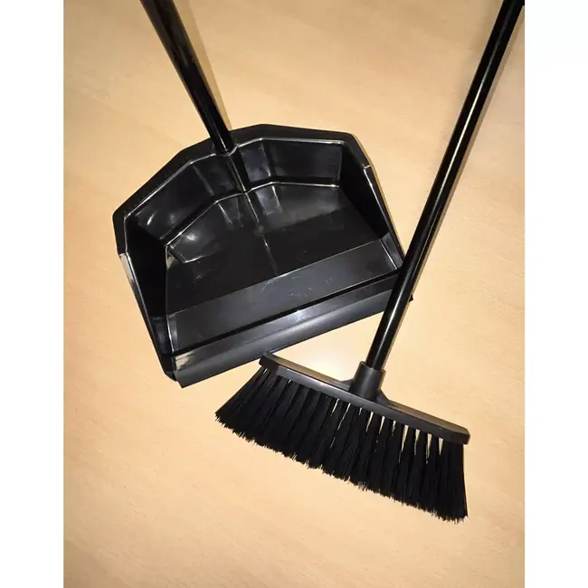 Benson Stoffer en blik op steel - Zwart - Efficiënt schoonmaken zonder bukken