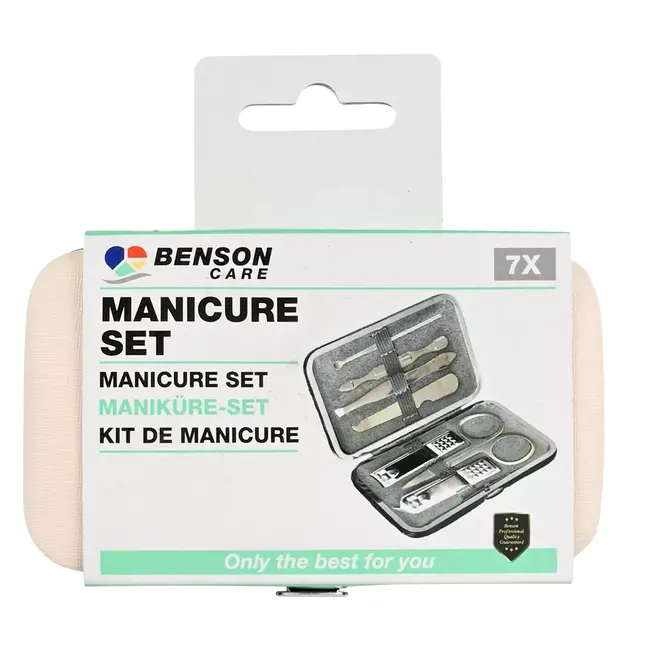 Benson 7-delige manicureset - stijlvol etui - roestvrijstaal - ideaal voor onderweg