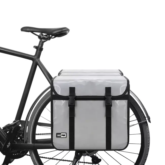 Lastpak Ruime dubbele fietstas - waterafstotend PVC - 46 liter - nardo grijs