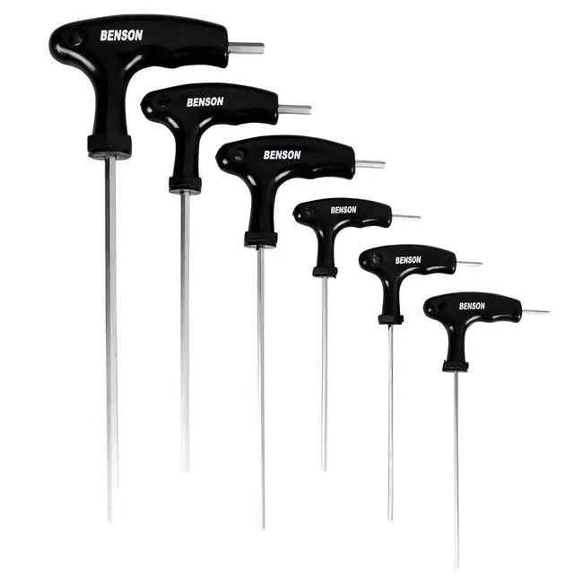 Benson Inbus T-sleutelset - 6-delig - Chroom vanadium staal - T-handgreep - Diverse maten