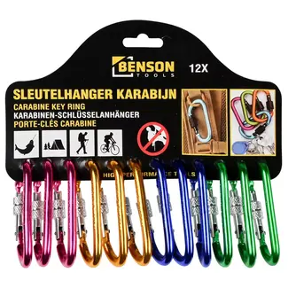 Benson Sleutelhanger Karabijn 12-delig - Ideaal voor Outdoor Activiteiten