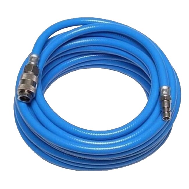 Hofftech Compressor luchtslang set - textiel versterkt - 10 meter - blauw - 20 bar werkdruk
