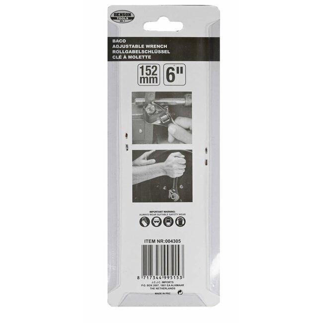 Benson Verstelbare moersleutel - chroom-vanadium staal - 15 cm - schaalverdeling