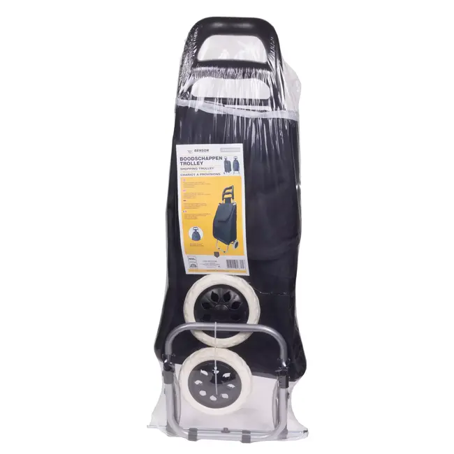 Benson Opvouwbare boodschappentrolley - waterdicht - 40 liter - zwart - 96x34x21 cm