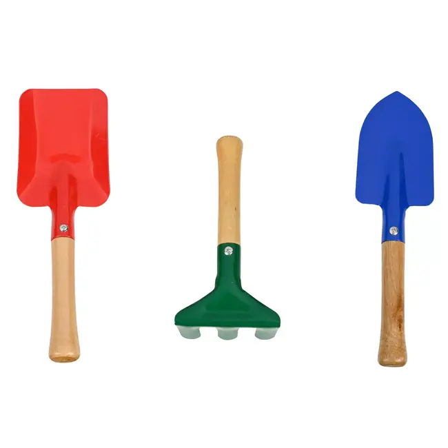 Benson 3-delige tuingereedschap set voor kinderen - kleurrijk en veilig - hout en metaal