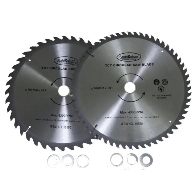 StahlKaiser Cirkelzaagbladen set - Ø 300 mm - 40/60 tanden - Inclusief verloopringen - Veelzijdig gebruik